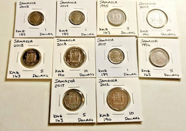 Read more about the article Jamaica  Coin Lot – ( 10 Carded Coins )  –  (Lot#1446)