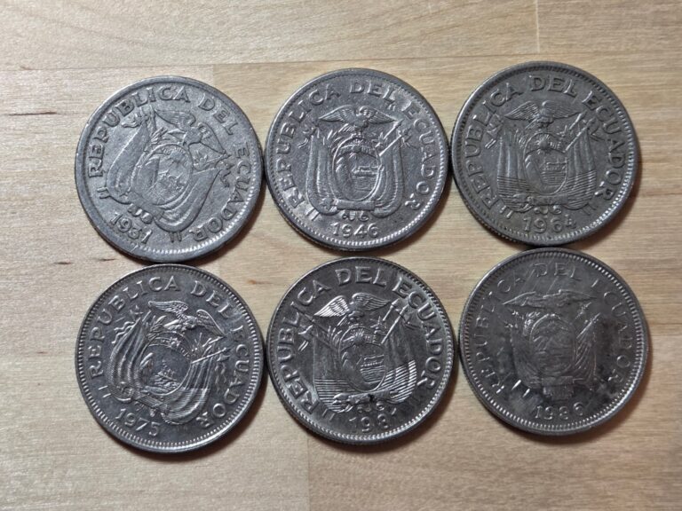 Read more about the article Ecuador  set of six  1-Sucre coins. 1937-1986. Antonio Jose de Sucre.