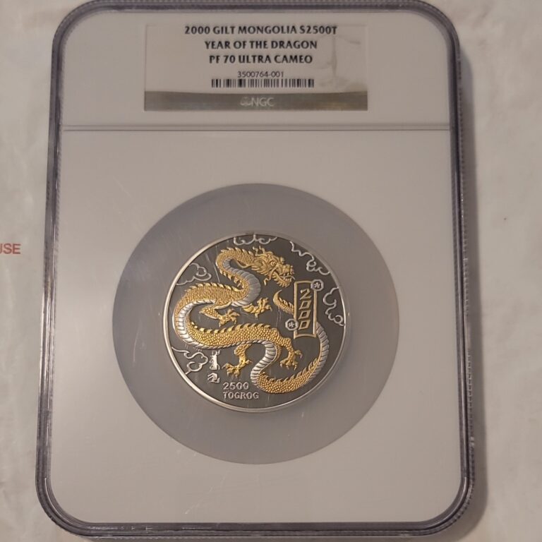 Read more about the article 2000 Year of the Dragon Mongolia 2500 Togrog .999 Silver 5oz NGC PF70