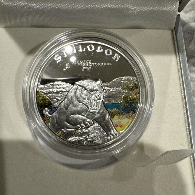 Read more about the article 2011 Ivory Coast Sabre-tooth Tiger 1000 Francs Proof Silver Coin