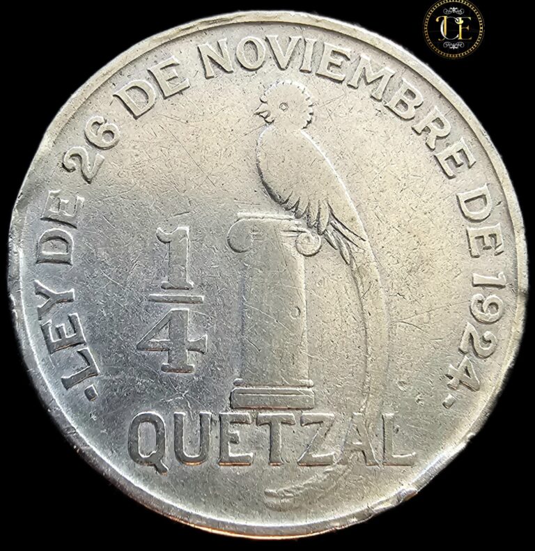 Read more about the article 1929 – 1/4 Quetzal Guatemala  Silver Coin  Low Mintage ¡Beautiful Condition!