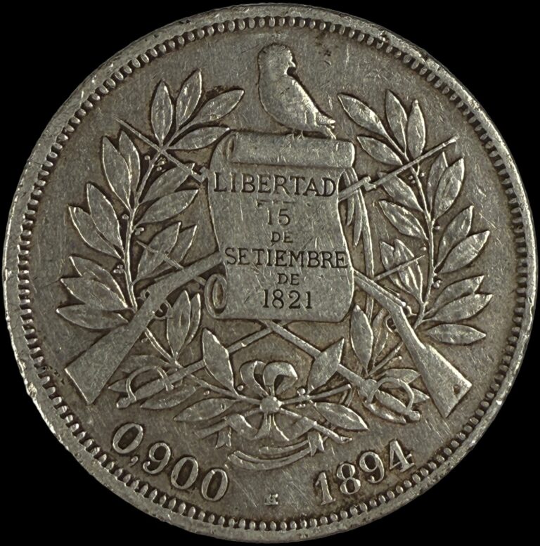 Read more about the article Guatemala – 1 Peso – 1894 (H) – Silver . 900 – Item #004