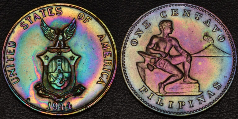 Read more about the article 1944-S Philippines One Centavo Coin XF+ Condition RAINBOW TONING (45-49)