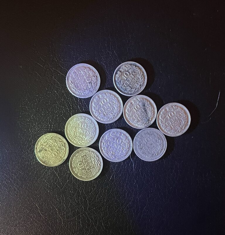Read more about the article Netherlands Silver 10 Cents Lot of 10 Coins Various Dates  Wilhelmina 4threverse