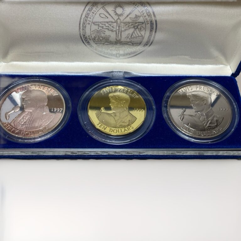 Read more about the article Elvis Presley Commemorative Coins; $50 $10 $5 Set Issued-Marshall Islands 1997