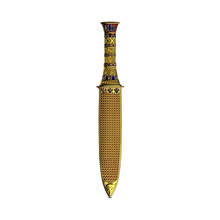 Read more about the article 2025 2 oz Colorized Samoa Silver King Tutankhamun’s Dagger Shaped (Box  Coa)