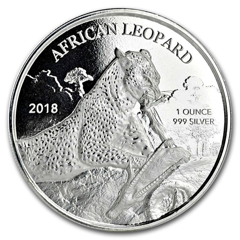 Read more about the article 2018 Republic of Ghana 1 oz Silver 5 Cedi African Leopard BU