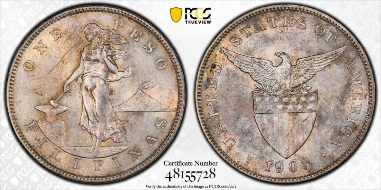 Read more about the article 1905 S U.S. Philippines Silver Peso PCGS AU Detail Scratch