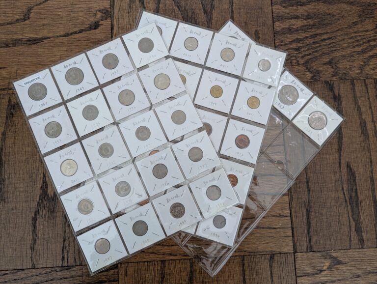 Read more about the article (Lot of 44) Singapore SGD Coins Lot 1 5 10 20 50 Cents 1 Dollar Currency