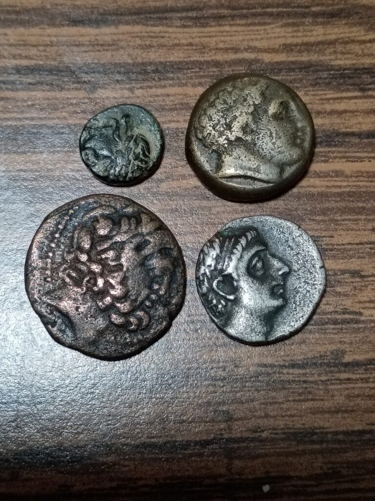 Read more about the article Ancient Greek 4 Coins Lot  Silver Bronze Cappadocia Drachm Phillip II Macedonia