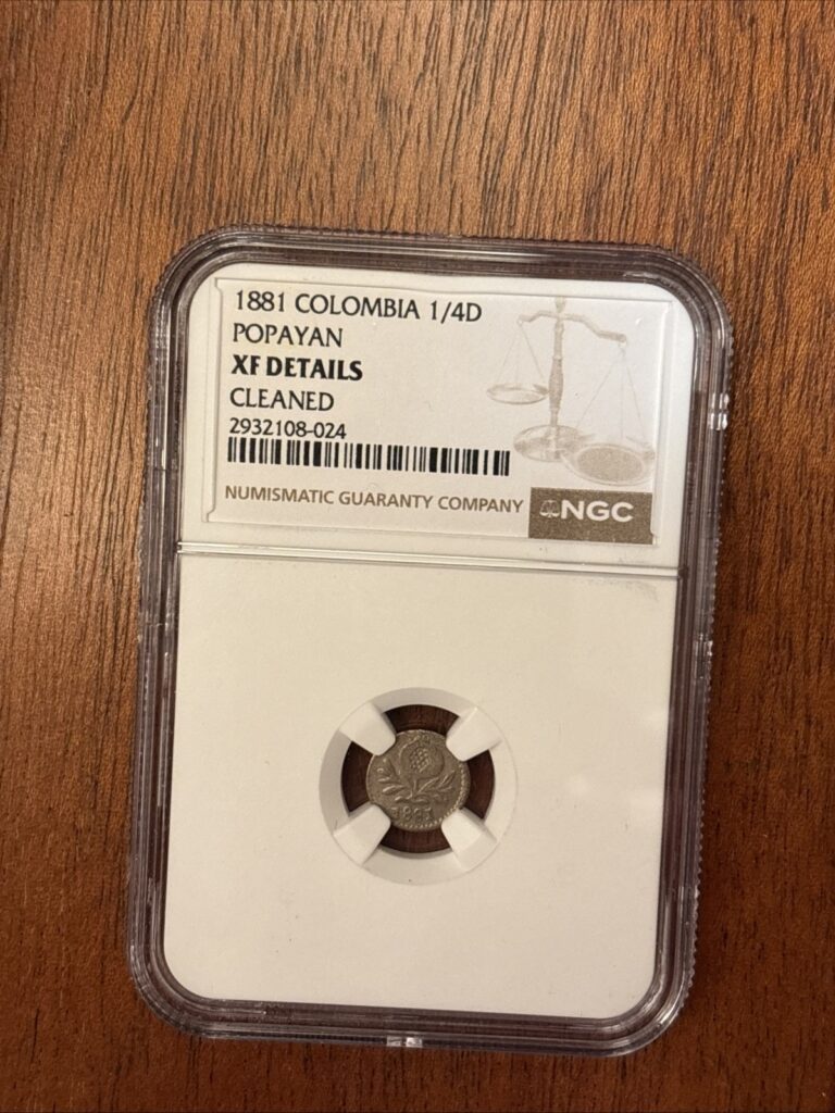 Read more about the article 1881 Scarce COLOMBIA POPAYAN MINT 1/4 DECIMO SILVER COIN KM143.2A