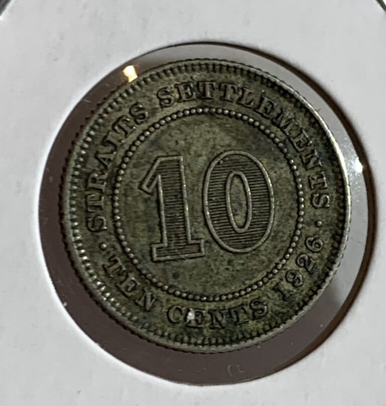 Read more about the article WORLD SILVER COIN: * 1926 STRAITS SETTLEMENT MALAYSIA  10 CENT  XF *