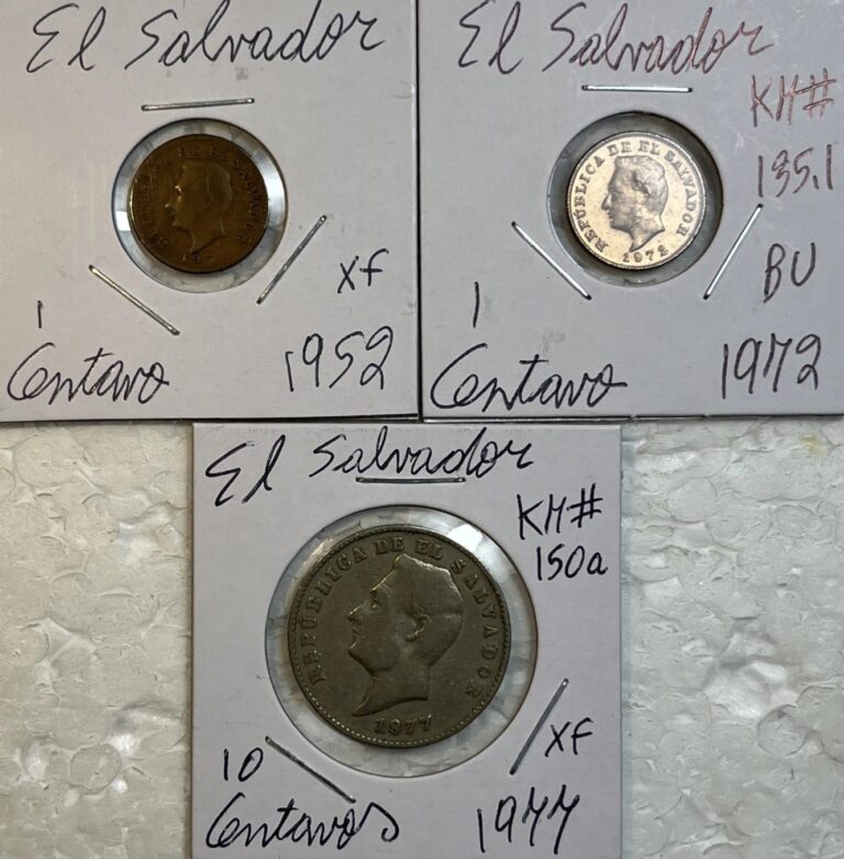 Read more about the article 1952 – 1977 El Salvador 1 and 10 Centavos XF and BU Condition 3 Coin Lot