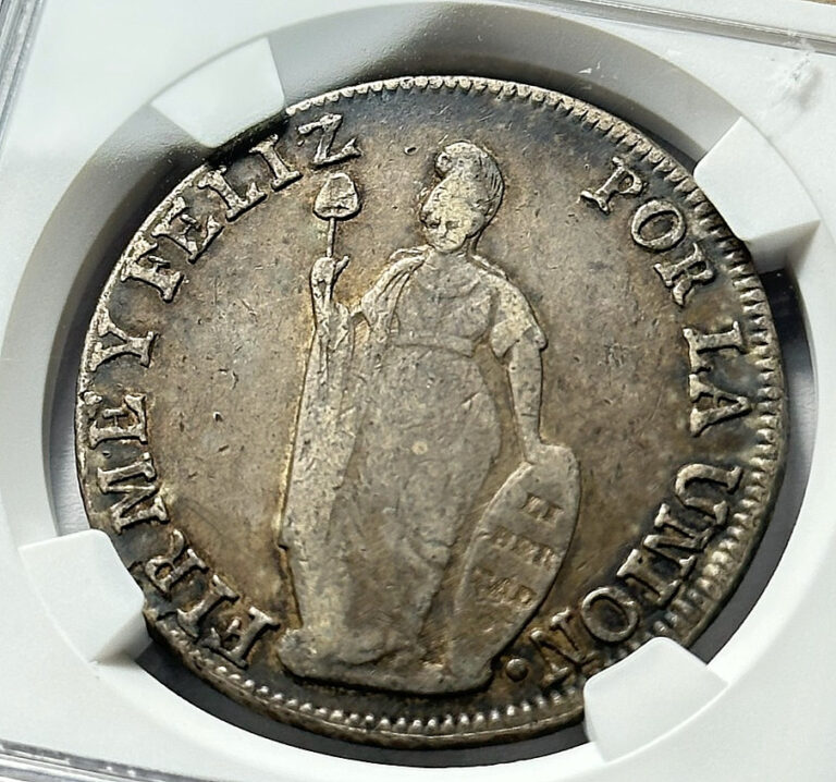 Read more about the article 1838 Lima Peru 8 Reales NGC AU50 Very Original