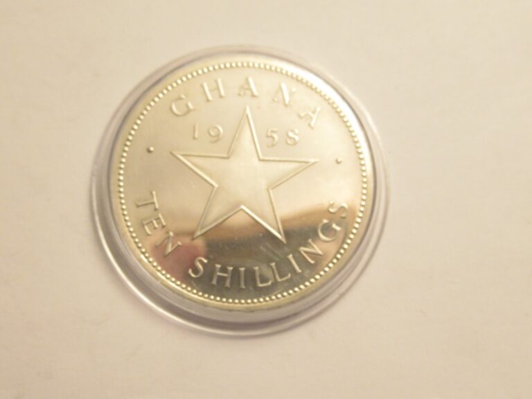 Read more about the article 1958 Ghana Proof Silver 10 shillings  edge lettering 1957 independence