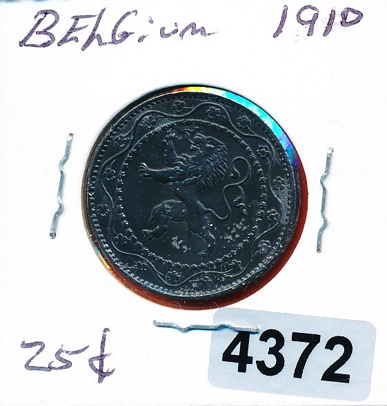 Read more about the article Belgium – 1910 25 CENTS ZINC #4372
