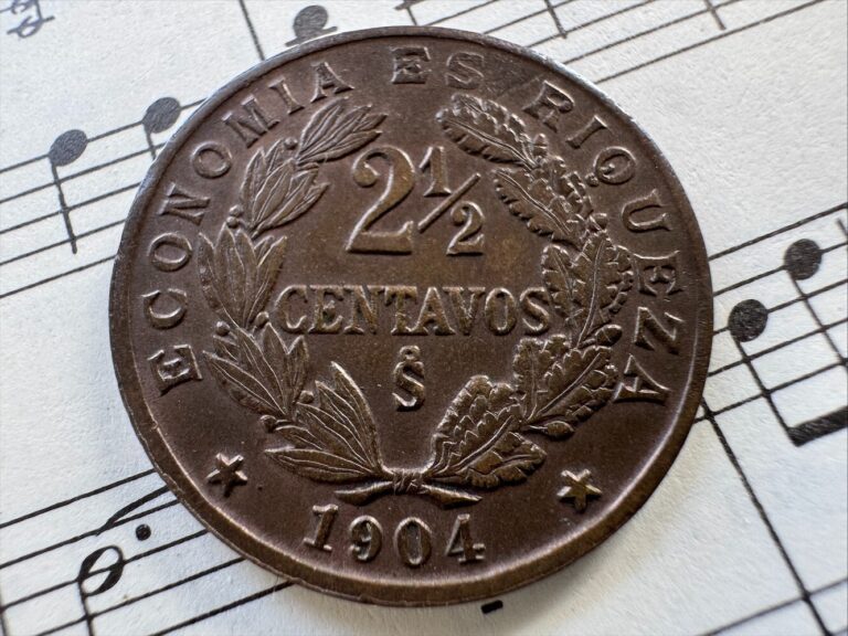 Read more about the article CHILE 2½ centavos 1904-So KM162 Copper TOP GRADE minted 277 000 NICE and RARE !