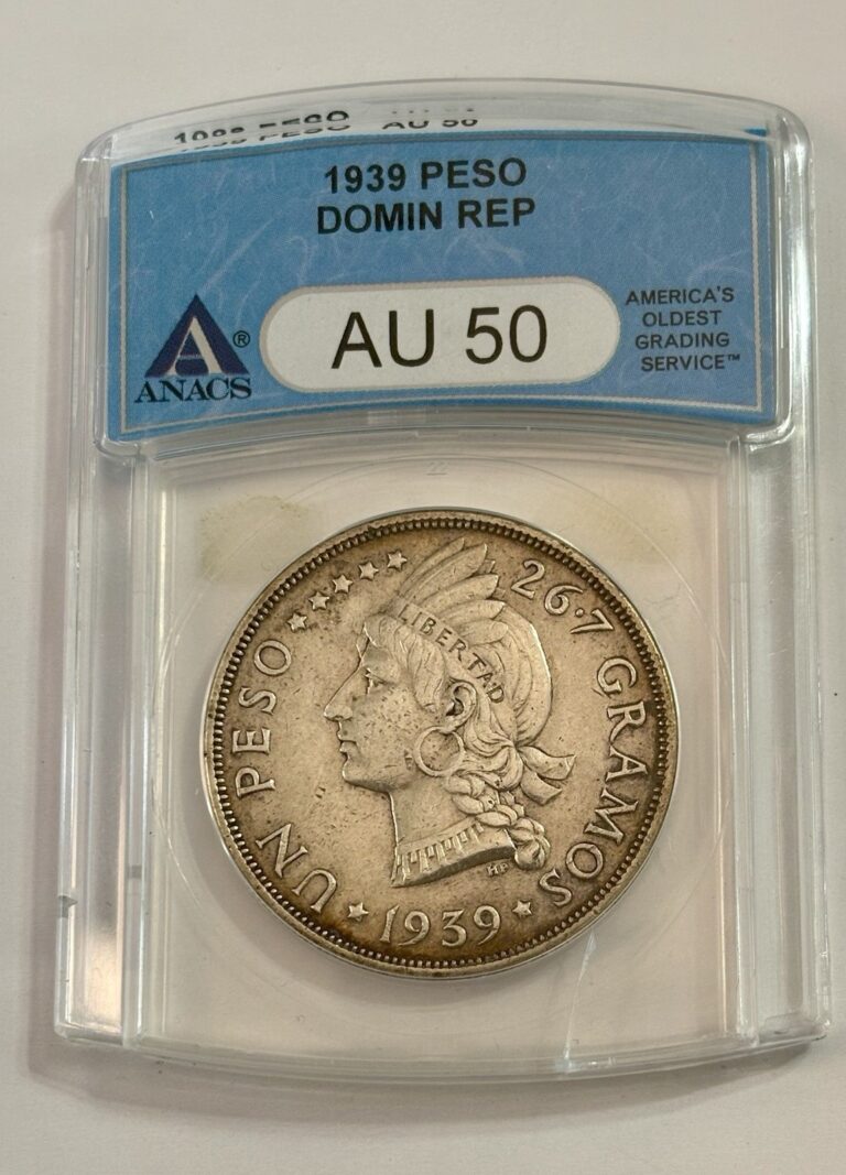 Read more about the article 1939 Dominican Republic Silver Peso Key Date ANACS AU 50