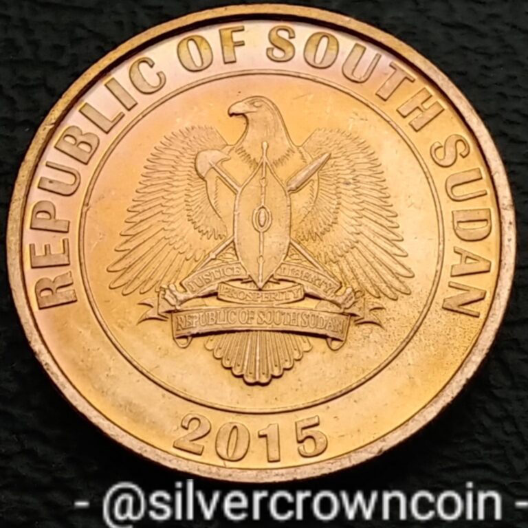 Read more about the article Sudan South 🇸🇸 10 Piastres 2015 KM#1. Ten Cents coin. Eagle. Oil Drilling Rig.