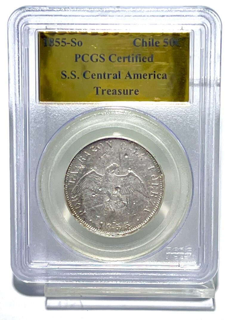 Read more about the article 1855-So Chile S.S. Central America Treasure Silver .50 cents PCGS Certified