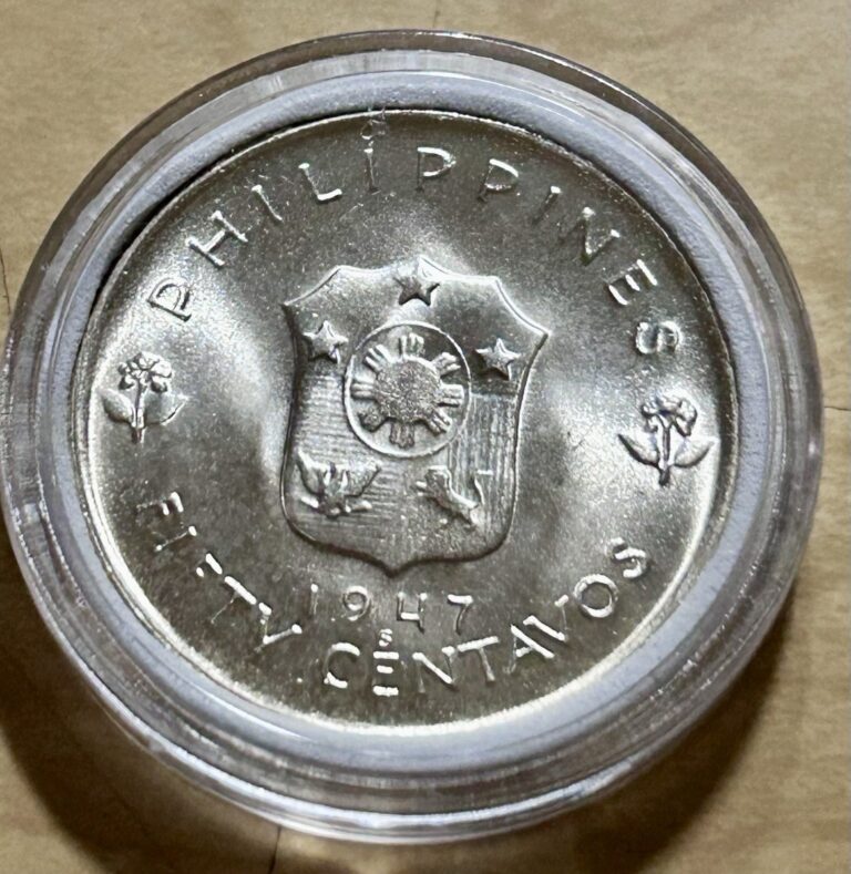 Read more about the article PHILIPPINES ~ 1947 S ~ 50 CENTAVOS ~ SILVER ~ MacARTHUR ~ CH BU