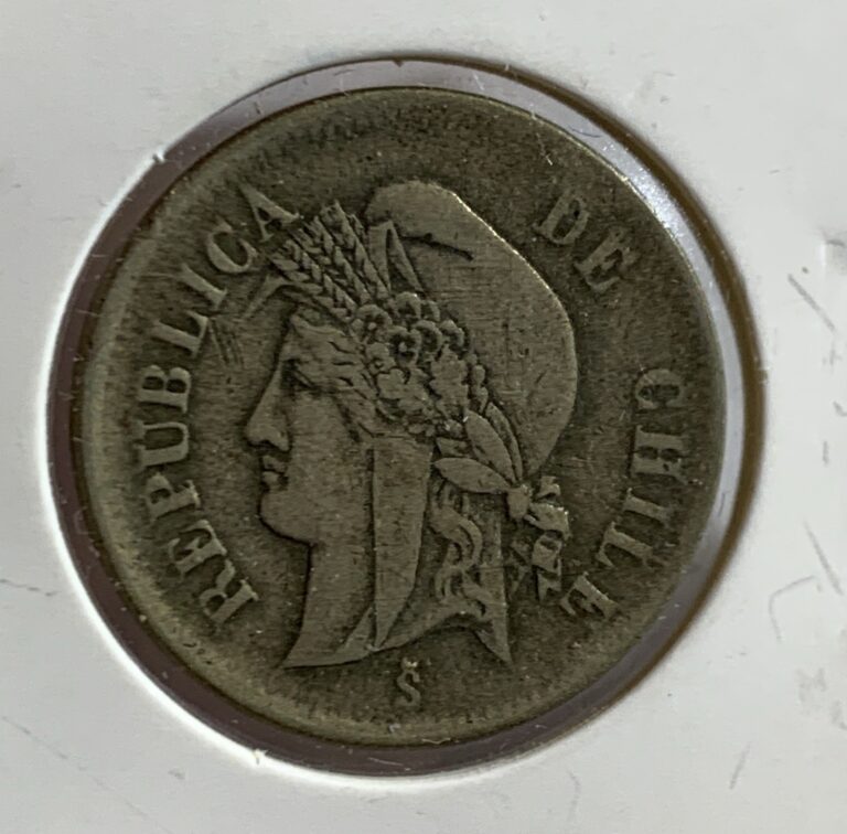 Read more about the article WORLD SILVER COIN: * 1873 CHILE 1 CENTAVOS  VF   *
