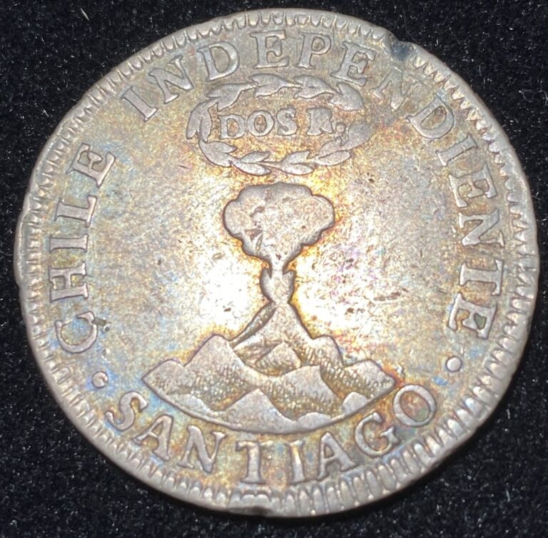 Read more about the article RARE Chile Santiago 1834 IJ 2 Reales RAINBOW TONED ONLY 3K MINTED