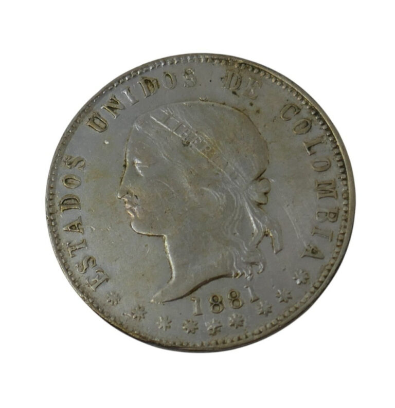 Read more about the article Colombia 1881 Silver 5 Decimos Silver Coin