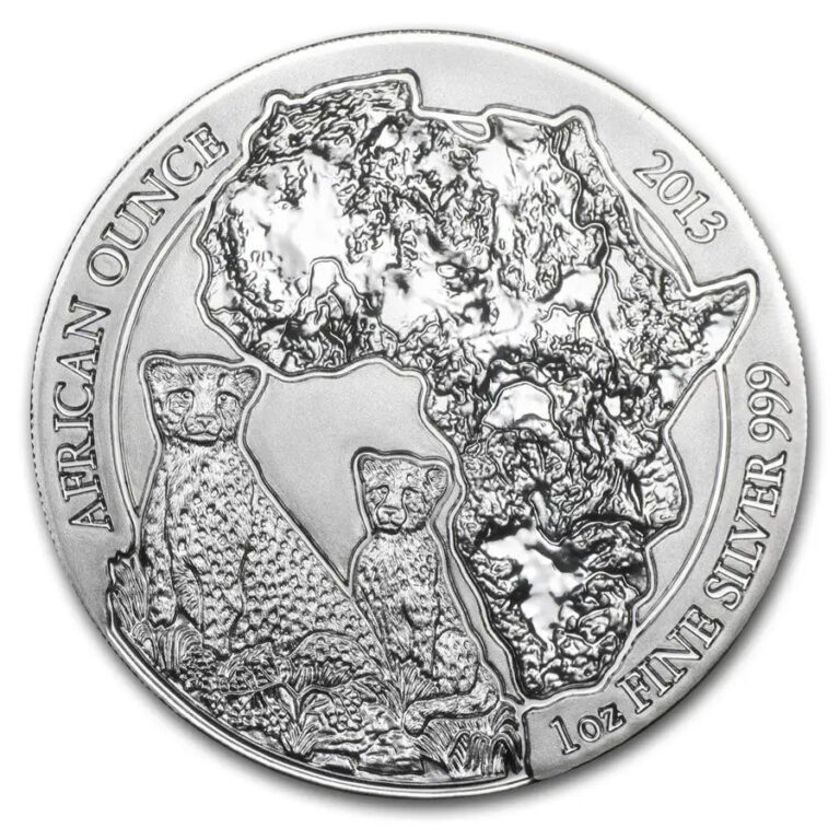 Read more about the article 2013 Rwanda 1 oz Silver African Cheetah BU