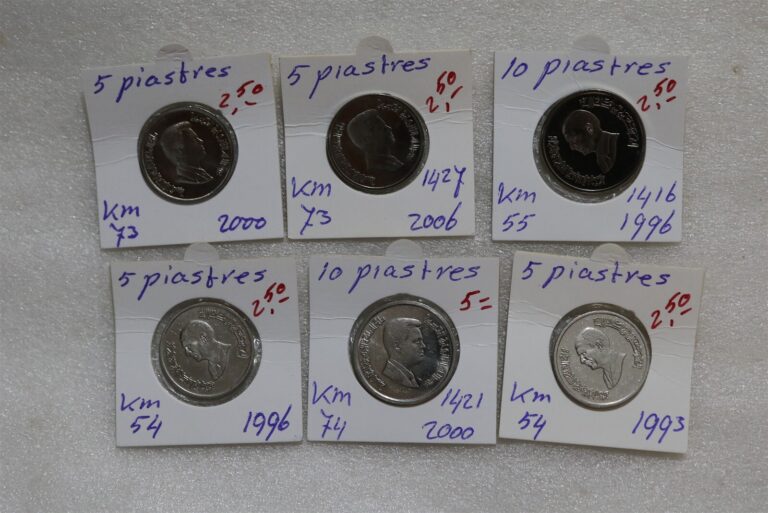 Read more about the article JORDAN – 5 +10 + PIATRES – 6 COINS LOT B49 #800