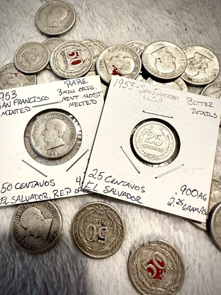 Read more about the article El Salvador 50 and 25 Centavos 2 Pack  Mostly Melted  Scarce  Minted In San Fran.
