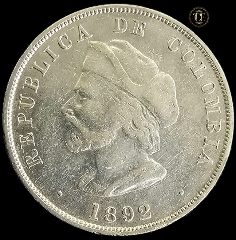 Read more about the article 1892 – 50 Centavos Colombia Silver Coin   Restrepo-408.1 Small Bust Colon ¡RARE!