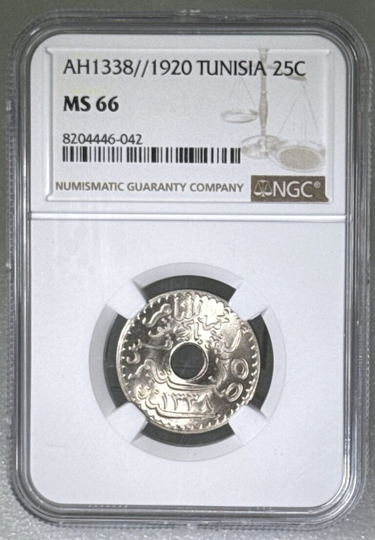Read more about the article AH1338 1920 TUNISIA 25C NGC MS 66