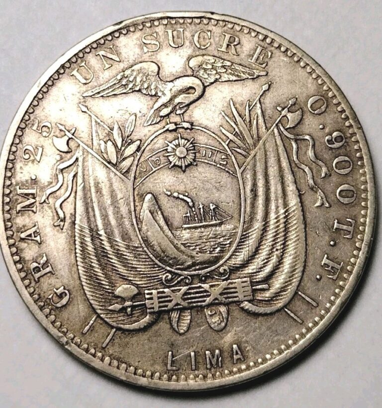 Read more about the article Ecuador 1895 Silver 1 Sucre- Lima Mint C25. 290