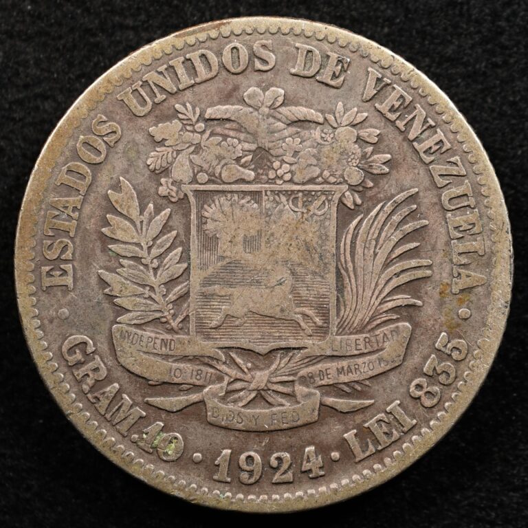 Read more about the article Venezuela 2 Bolivares 1924  Coin  Silver  Inv#G156