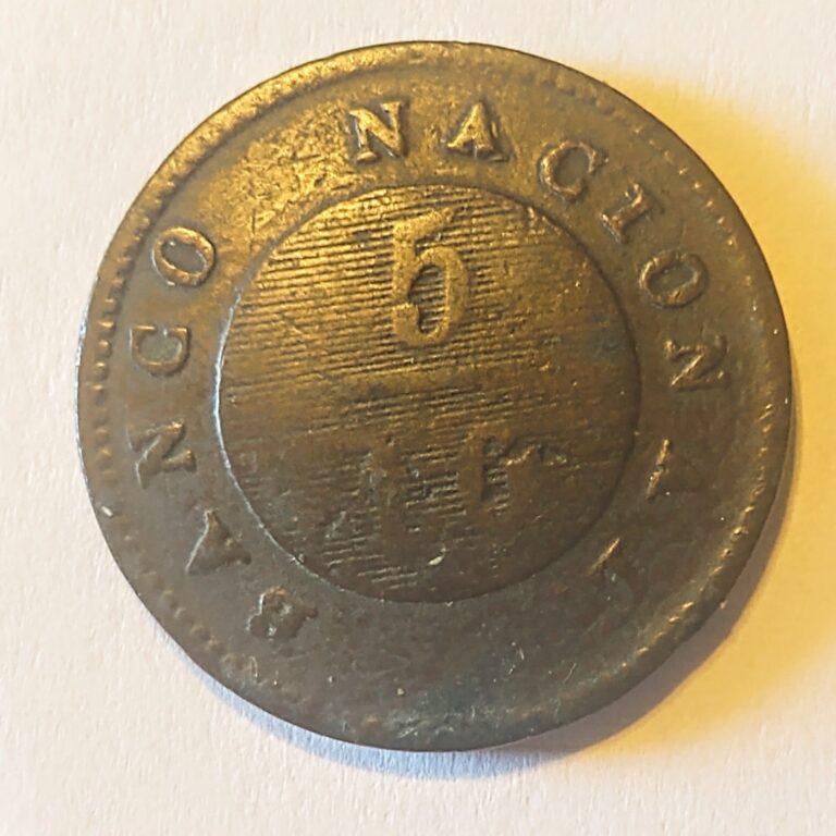 Read more about the article 1827 Argentina Buenos Aires 5/10 Real Copper Coin