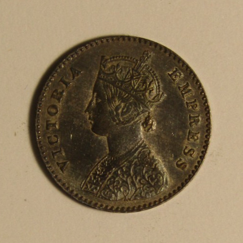 Read more about the article 1877 India-British 2 Annas – Victoria Silver KM#488