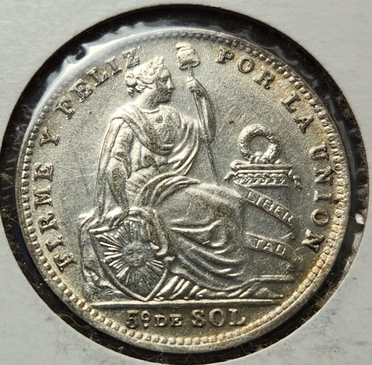 Read more about the article Raw 1916 Peru 1/5 Sol – .900 Silver Coin – KM#205 – Mx-16L