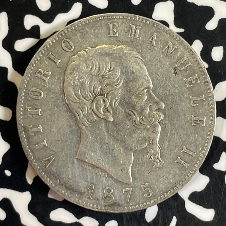 Read more about the article 1875-R Italy 5 Lire Lot#T8338 Large Silver Coin!