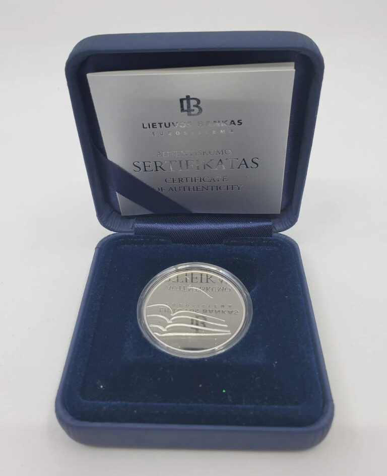 Read more about the article LITHUANIA 2015 5 Euro Proof 925 Silver Coin Literature Coin COA Original Box