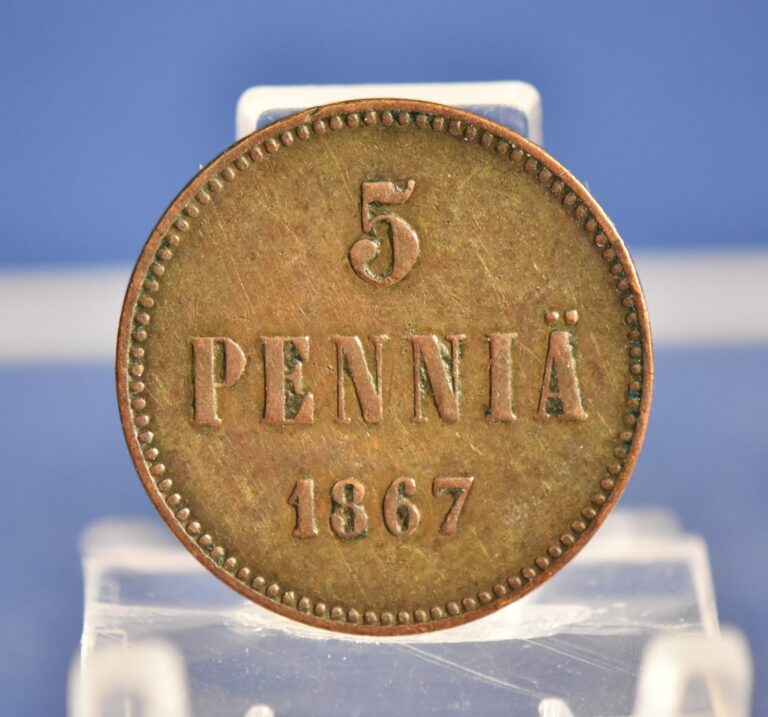 Read more about the article 1867 Finland 5 Pennia   Exceptional Detail Remains on Crown