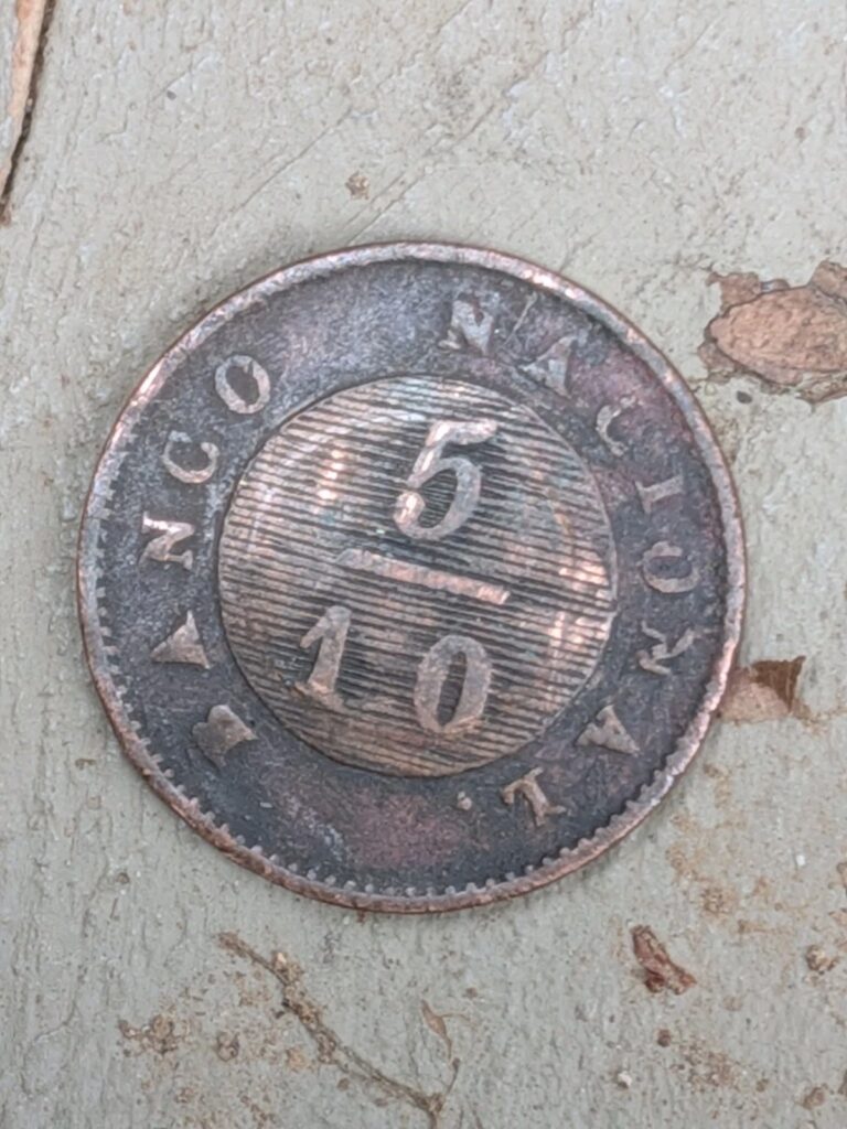 Read more about the article 1828 Argentina Buenos Aires 5/10 Real Soho Mint Foreign Modena ??