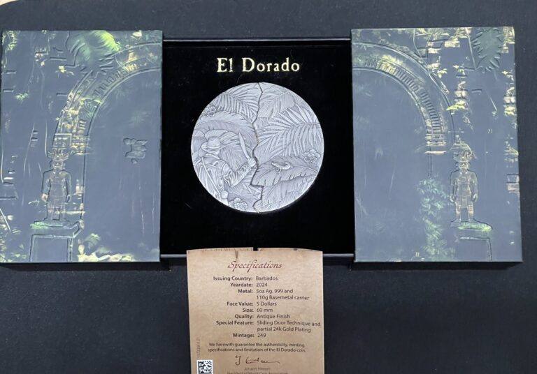 Read more about the article EL DORADO Sliding Door Technique 5 Oz Silver Coin 5$ Barbados 2024