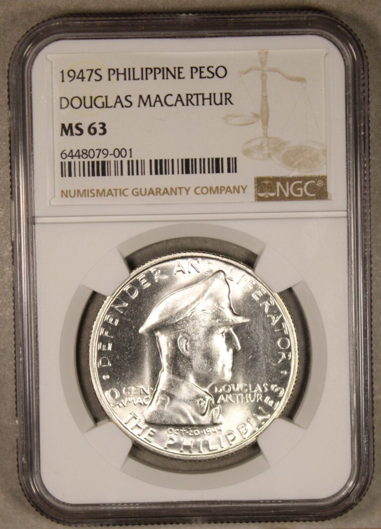 Read more about the article 1947 S Philippines Silver MacArthur Peso NGC MS63