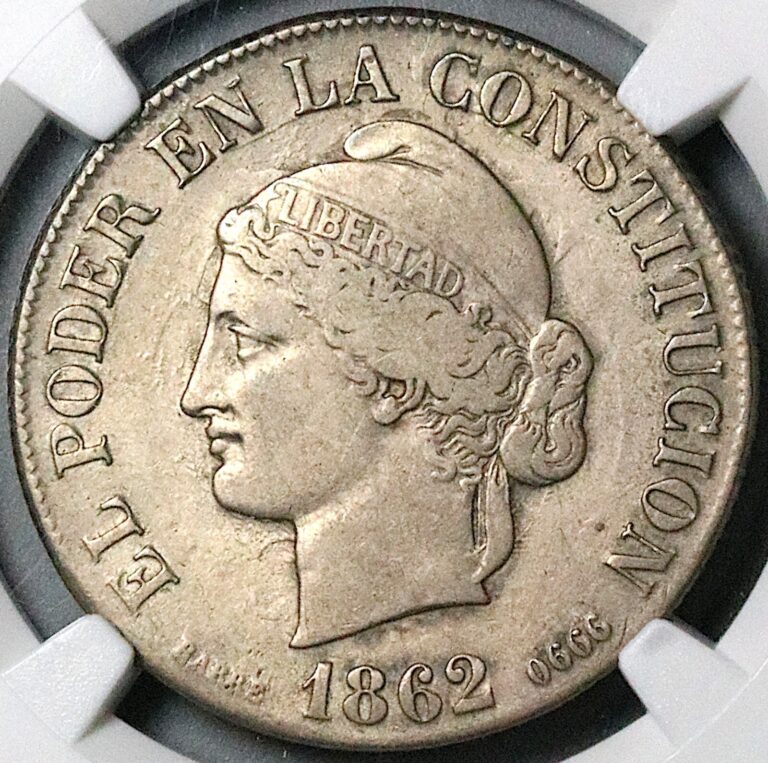 Read more about the article 1862 NGC VF 35 Ecuador 4 Reales Quito Barre Rare Silver Coin (23040901D)