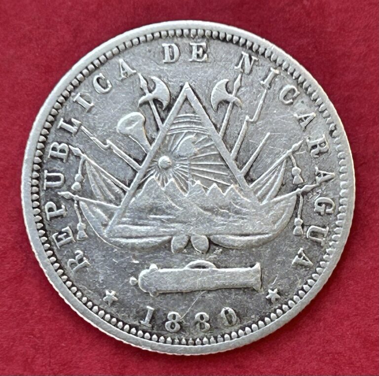 Read more about the article 1880 Nicaragua 20 Centavos Silver Coin