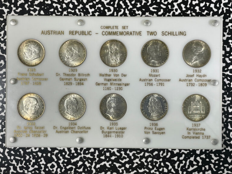 Read more about the article (1928-1937) Austria 10x 2 Schilling Set In Capital Plastic Lot#B2580 Silver!