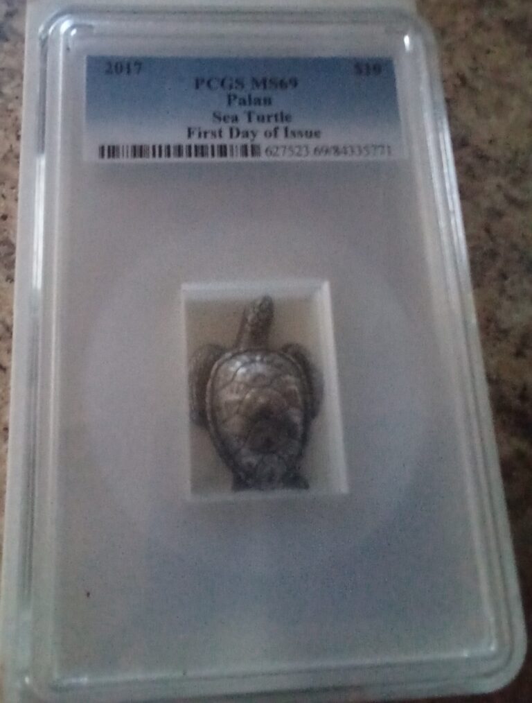 Read more about the article Only 999 Minted PCGS MS69 SEA TURTLE Shaped 45g Oz Silver Coin 10$ Palau 2017