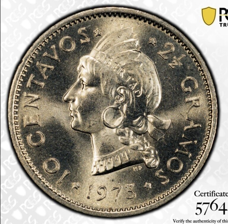 Read more about the article PCGS MS66 Dominican Republic 10 Centavos 1973