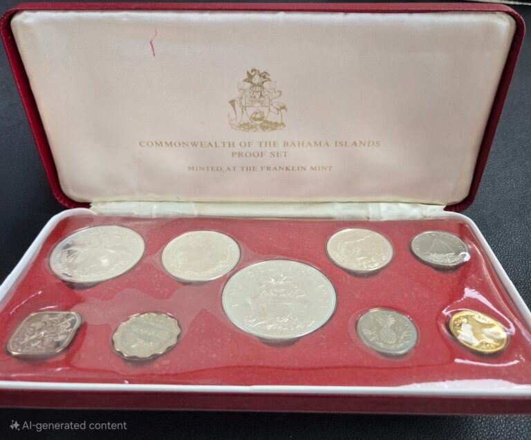 Read more about the article 1974 Bahamas 9 Coin Proof Set ~ Total of 2.871 Troy Oz Silver ~ COA